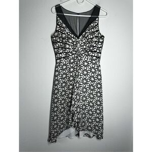 Chetta B Black & White Silk Mesh Romantic Sleeveless A-Line Dress Size 10 Lined